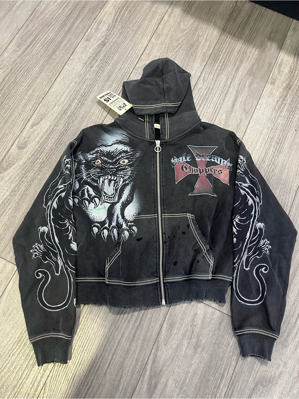 Vale Forever Panther Chopper Zip Up Hoodie Medium